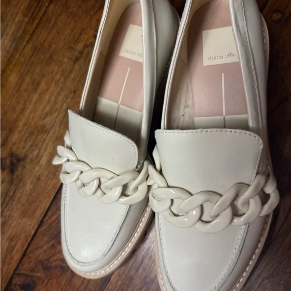 Dolce Vita Haris Platform Loafers with Chunky Chain Ivory Size 8.5 - Picture 8 of 11